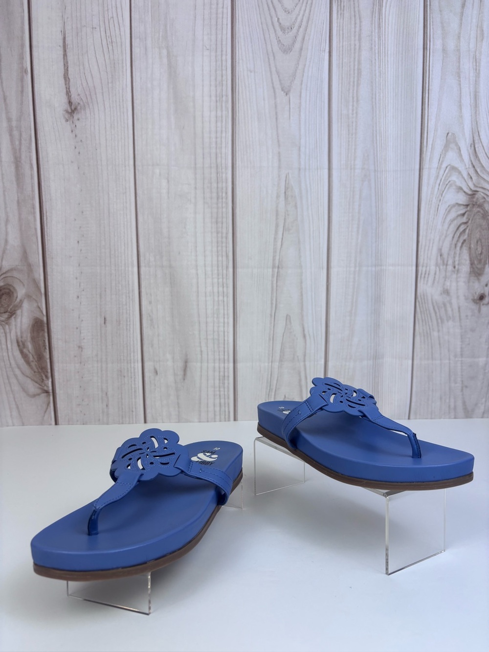 Sam & Libby Alexandra Floral Thong Flip Flop Sandals Slip-On Medallion Blue 10 - Picture 4 of 13